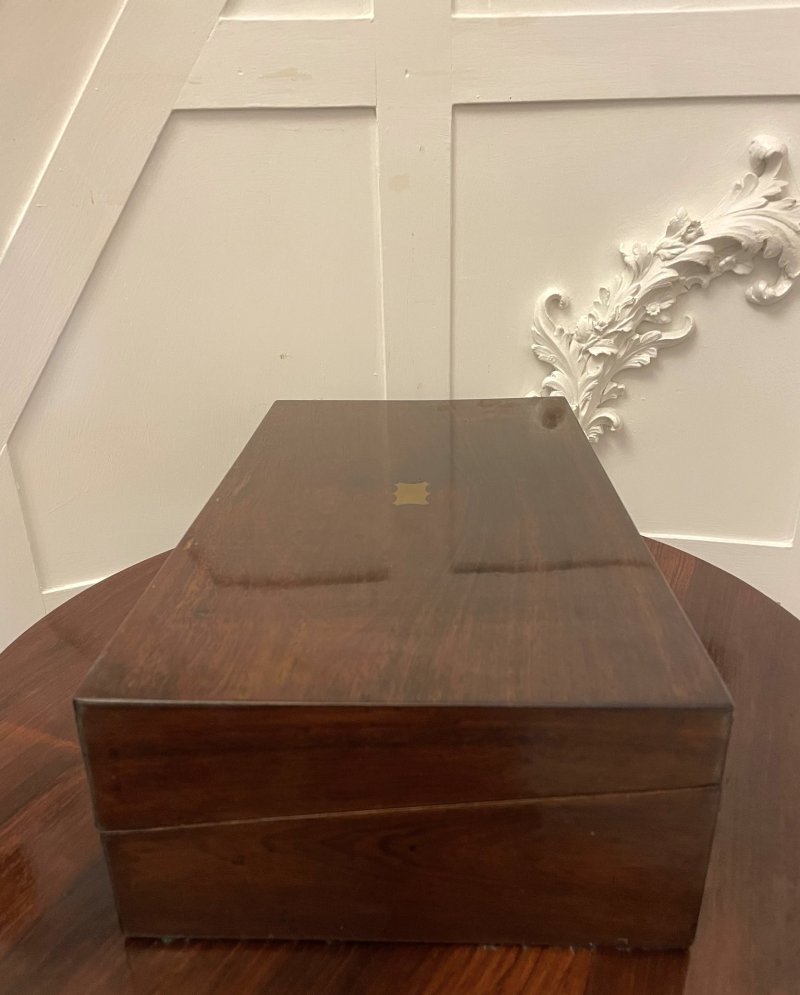 Antique Victorian Quality Rosewood Writing Box - Image 2